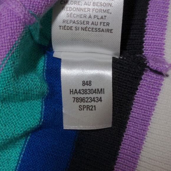 Halogen (Nordstrom) Crew Neck Sweater Blue- Lavender Multi Stripe XL New - Picture 11 of 11